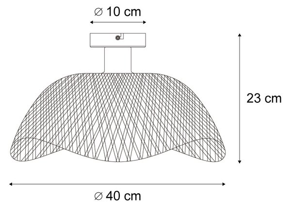 Plafoniera Art Déco in bambù nero 40 cm - Alka