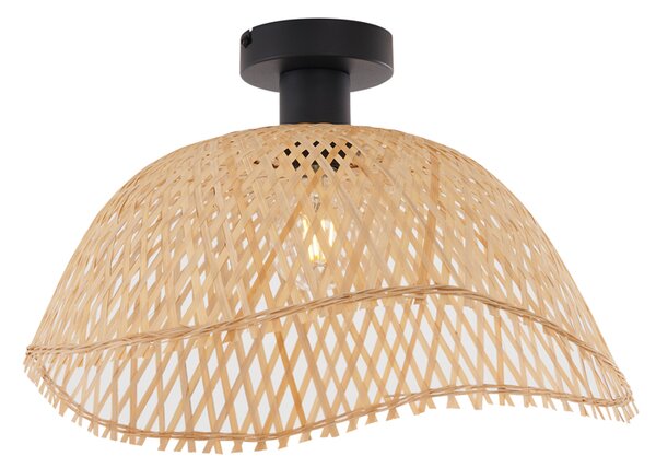 Plafoniera Art Déco nera con bambù naturale 40 cm - Alka