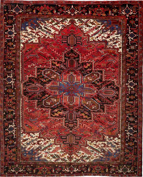 Tappeto Gorawan Persia Geometrico Rosso Nero 278x340 Cm