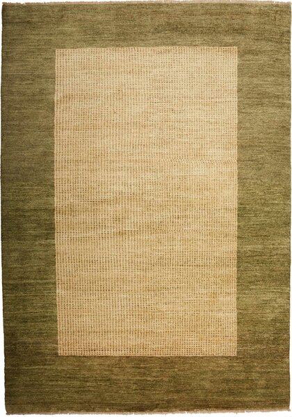 Tappeto Shayan Pakistan Tinta Unita Beige Verde Oliva 200x307 Cm