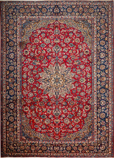 Tappeto Nadjafabad Persia Medaglione Rosso Blu 292x403 Cm