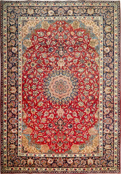 Tappeto Nadjafabad Persia Medaglione Rosso Blu 255x367 Cm
