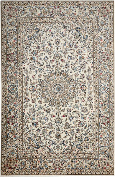Tappeto Kashan Persia Medaglione Crema Blu 193x298 Cm