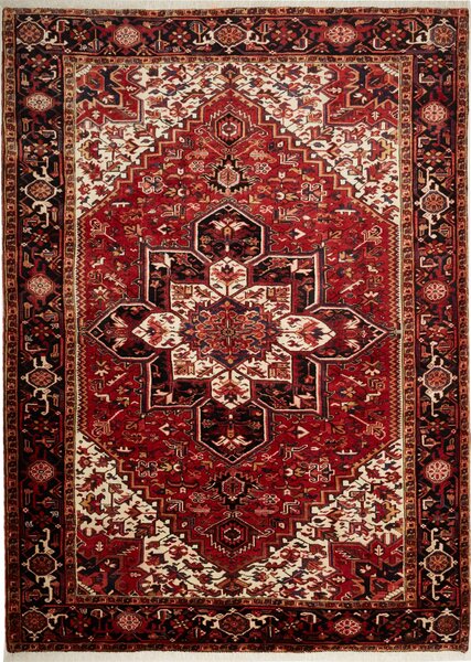 Tappeto Gorawan Persia Medaglione Rosso Abrash Avorio 220x303 Cm