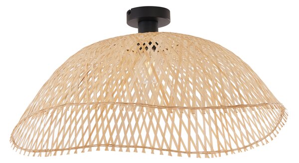 Plafoniera Art Déco nera con bambù naturale 60cm - Alka