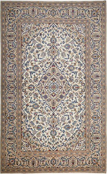 Tappeto Kashan Persia Medaglione Avorio Blu 197x320 Cm