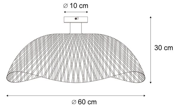 Lampada da soffitto Art Déco in bambù nero 60 cm - Alka