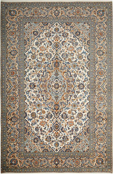 Tappeto Kashan Persia Medaglione Crema Blu 200x304 Cm