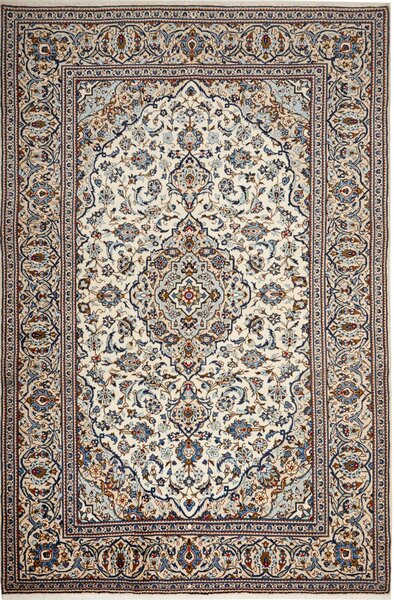 Tappeto Kashan Persia Medaglione Avorio Blu 200x305 Cm