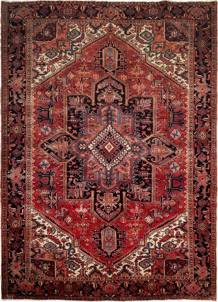 Tappeto Gorawan Persia Medaglione Rosso Nero 254x350 Cm