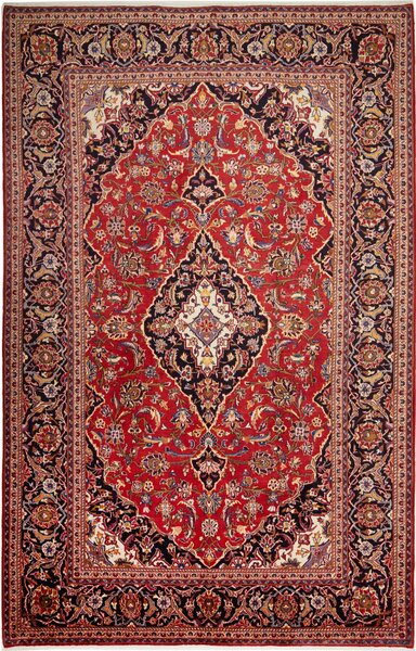 Tappeto Ardakan Persia Medaglione Rosso Blu Scuro 204x316 Cm