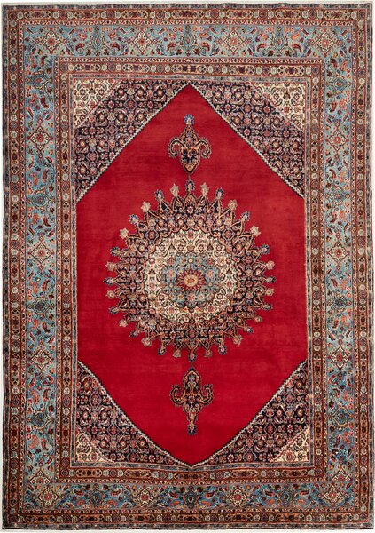Tappeto Moud Persia Medaglione Rosso Azzurro 206x295 Cm