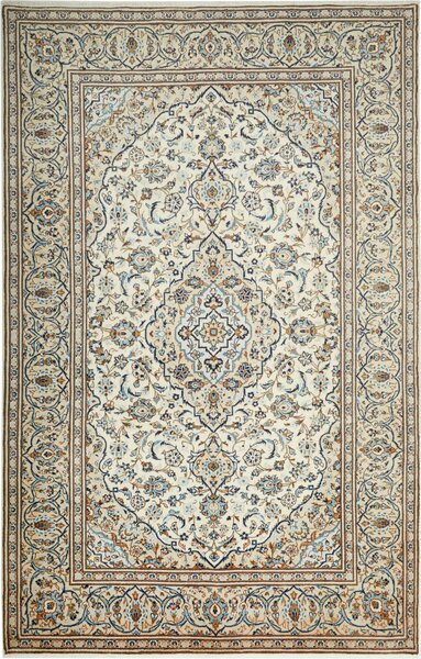 Tappeto Kashan Persia Medaglione Avorio Blu 198x308 Cm