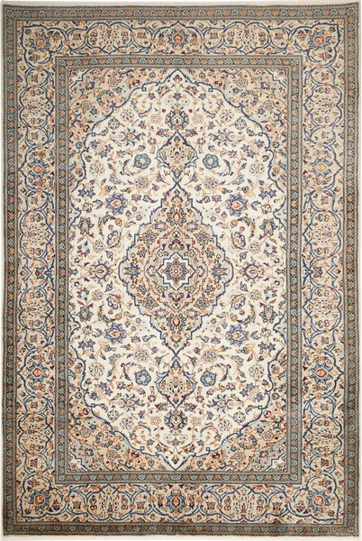 Tappeto Kashan Persia Medaglione Crema Blu 200x297 Cm