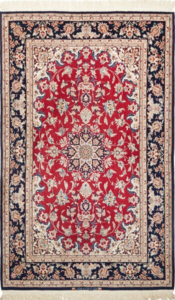 Tappeto Isfahan Persia Medaglione Rosso Blu 108x174 Cm