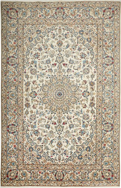 Tappeto Kashan Persia Medaglione Avorio Blu 193x300 Cm