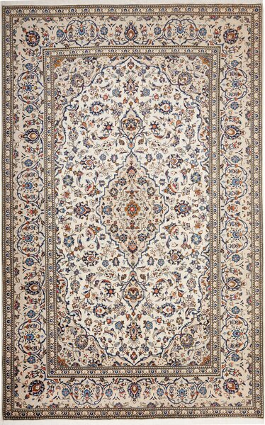 Tappeto Kashan Persia Medaglione Crema Blu 193x306 Cm