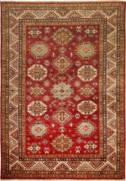 Tappeto Kazak Fine Pakistan Astratto Rosso Beige 172x246 Cm