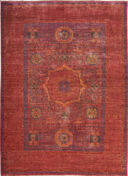 Tappeto Mamlouk Pakistan Medaglione Rosso Blu 146x204 Cm