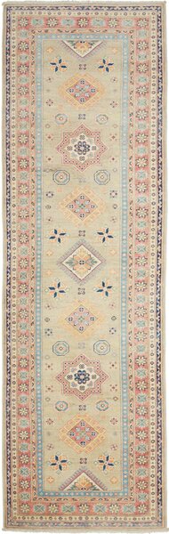Tappeto Kazak Afghanistan Geometrico Verde Azzurro 84x287 Cm