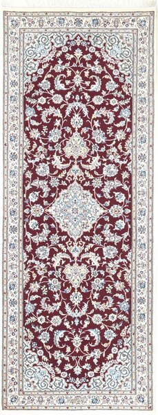 Tappeto Nain 6la Persia Medaglione Bordeaux Avorio 81x208 Cm