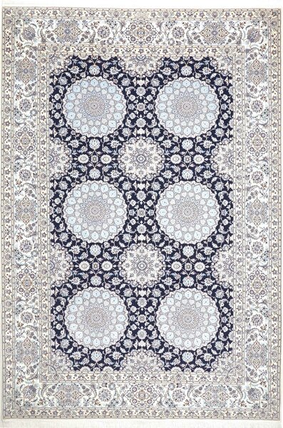 Tappeto Nain 6la Persia Floreale Blu Notte Azzurro 213x312 Cm