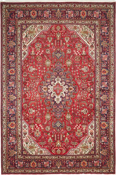 Tappeto Tabriz Persia Medaglione Rosso Blu 204x304 Cm