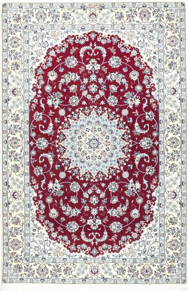 Tappeto Nain 6la Persia Medaglione Bordeaux Crema 130x198 Cm