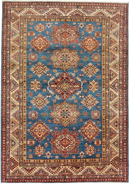 Tappeto Kazak Fine Pakistan Astratto Blu Rosso 170x240 Cm