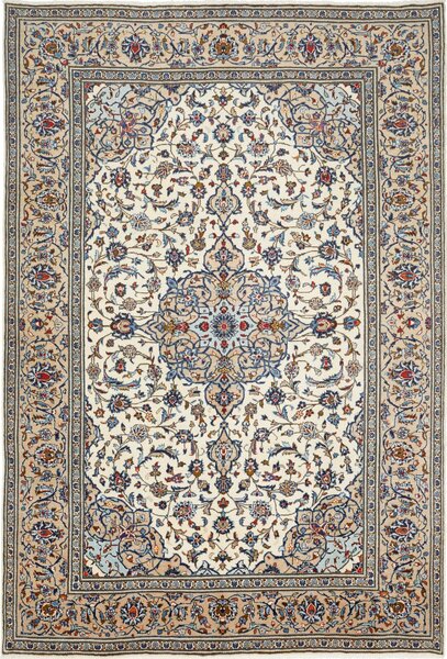 Tappeto Kashan Persia Medaglione Avorio Blu 200x295 Cm