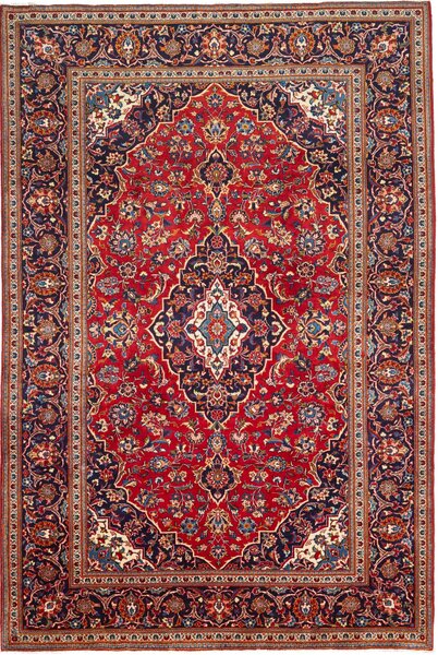 Tappeto Ardakan Persia Medaglione Rosso Blu Crema 197x299 Cm