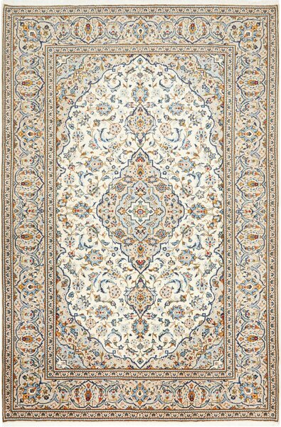 Tappeto Kashan Persia Medaglione Avorio Blu Oro 200x300 Cm