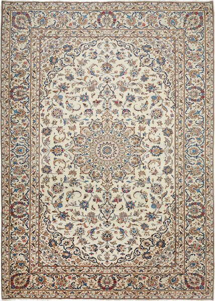 Tappeto Kashan Persia Medaglione Crema Blu 244x345 Cm