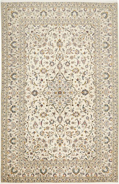 Tappeto Kashan Persia Medaglione Avorio Blu 193x300 Cm