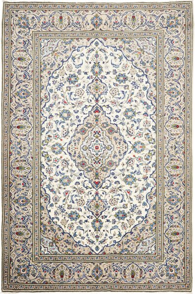 Tappeto Kashan Persia Medaglione Avorio Blu 194x296 Cm