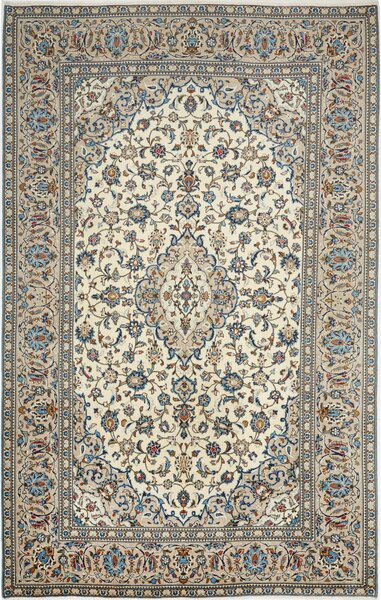 Tappeto Kashan Persia Medaglione Avorio Blu 193x310 Cm