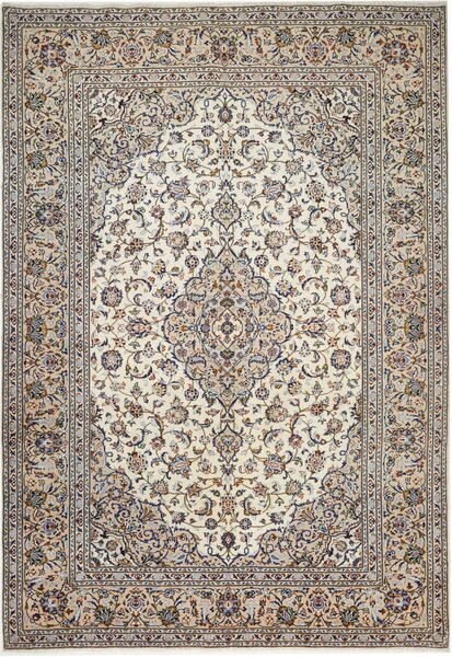 Tappeto Kashan Persia Medaglione Crema Blu 220x315 Cm