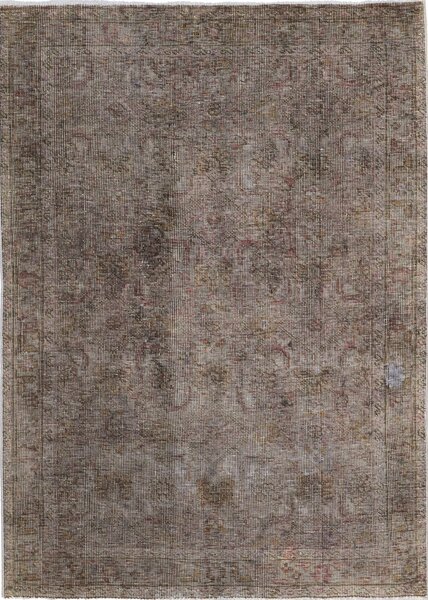 Tappeto Tabriz Persia Floreale Grigio Marrone Sbiadito Abrash 97x137 Cm