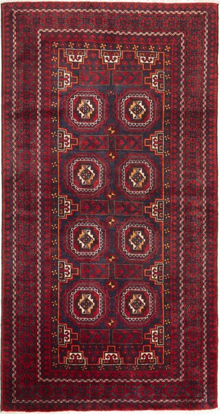 Tappeto Baluch Persia Geometrico Rosso Blu 107x202 Cm