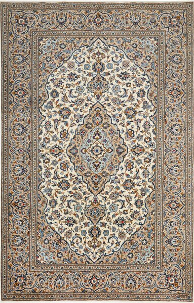 Tappeto Kashan Persia Medaglione Crema Blu 198x305 Cm