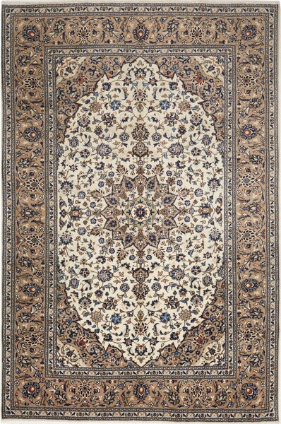 Tappeto Kashan Persia Medaglione Avorio Beige 200x300 Cm