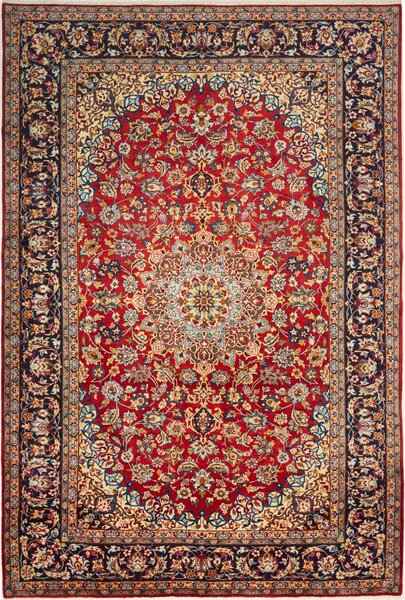 Tappeto Nadjafabad Persia Medaglione Rosso Blu 215x316 Cm