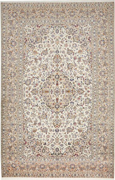 Tappeto Kashan Persia Medaglione Avorio Blu 204x320 Cm