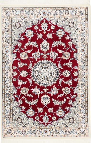 Tappeto Nain 9la Persia Medaglione Rosso Crema 100x151 Cm