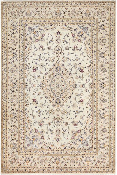 Tappeto Kashan Persia Medaglione Crema Blu 201x303 Cm