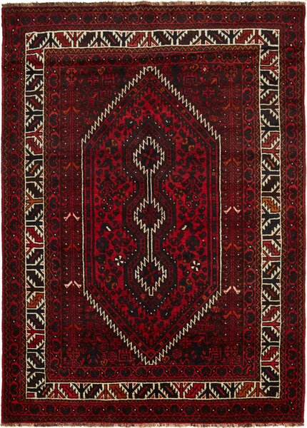 Tappeto Shiraz Persia Geometrico Rosso Nero 170x240 Cm