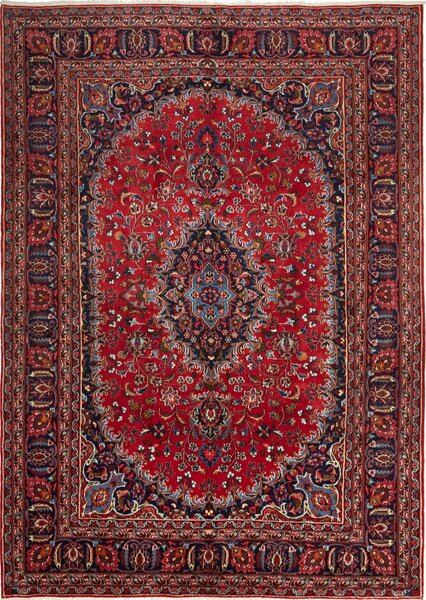 Tappeto Sabzevar Persia Medaglione Rosso Blu Scuro 204x288 Cm