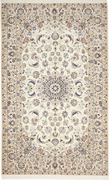 Tappeto Nain 9la Persia Medaglione Crema Blu 161x258 Cm