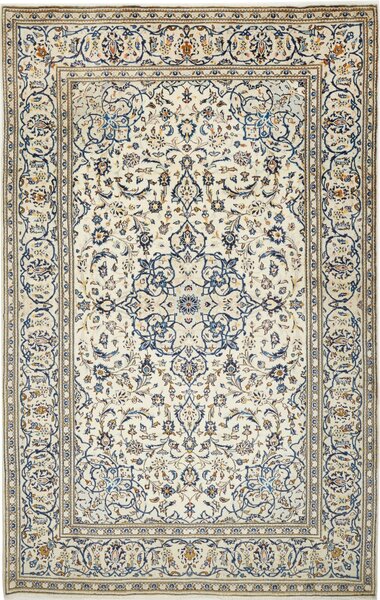 Tappeto Kashan Persia Medaglione Avorio Blu 193x308 Cm