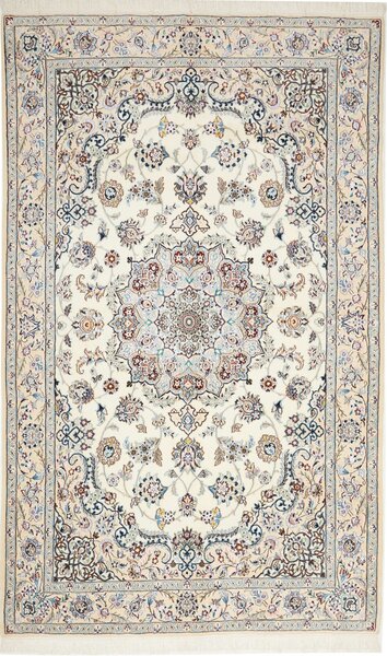Tappeto Nain 9la Persia Medaglione Avorio Blu 153x253 Cm